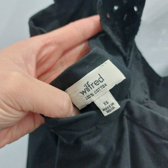 Aritzia Wilfred Black Ruffle Neck Eyelet Little Black Dress XS - Picture 6 of 8